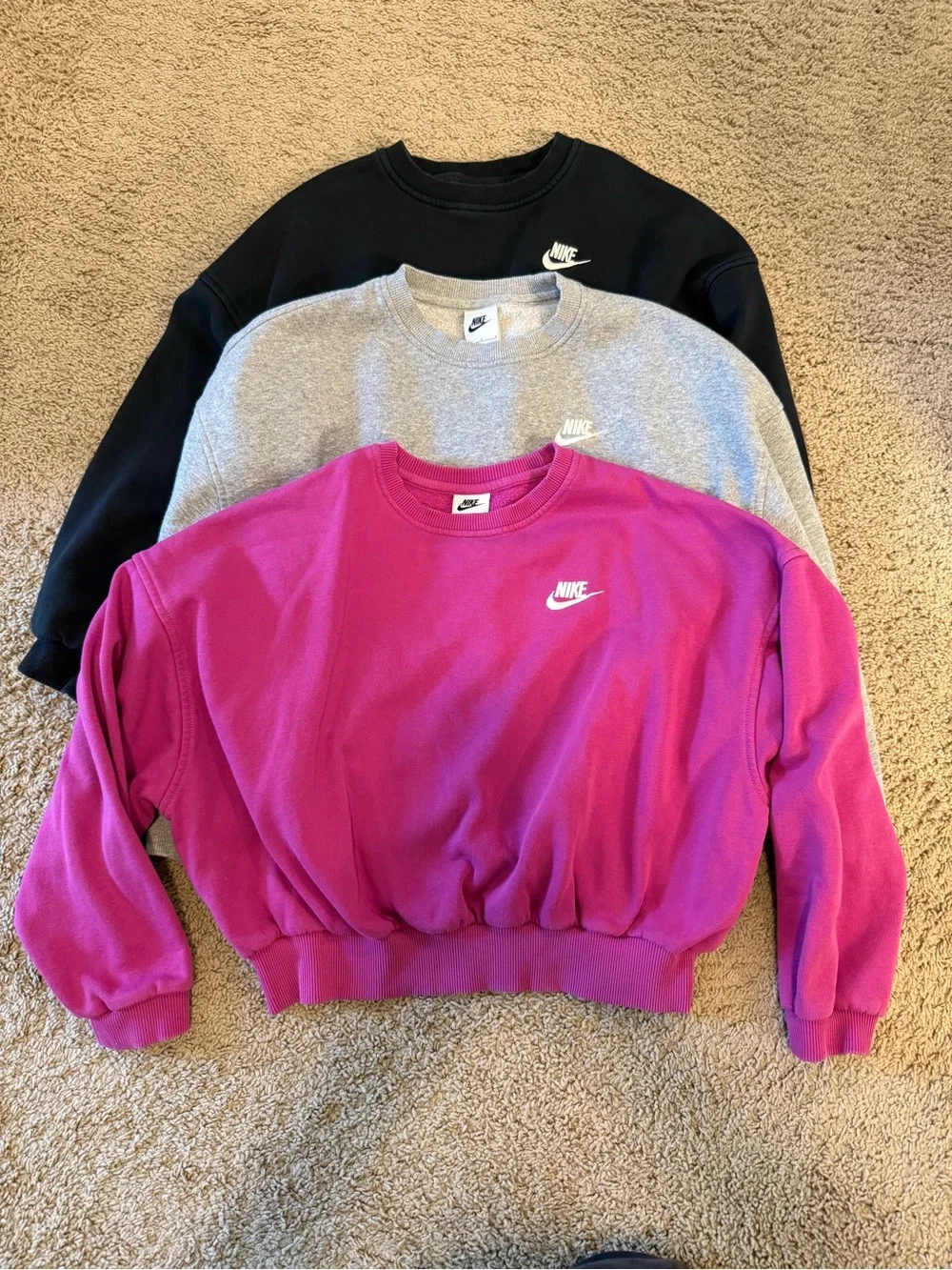 Nike girls Crewneck Sweatshirt Set - Magenta, Gray & Black